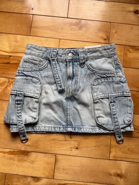 Bershka Light Blue Denim mini skirt